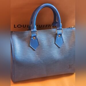 Louis Vuitton blue toledo epi leather speedy 25 VI1913